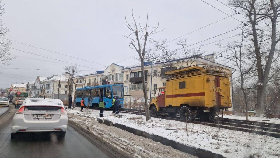 Фото: Telegram-канал vlad_ork | Во Владивостоке встали трамваи