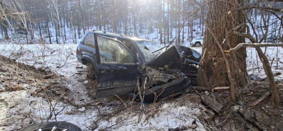 ДТП в Приморье: молодой человек расколотил свой «крузак» об дерево
