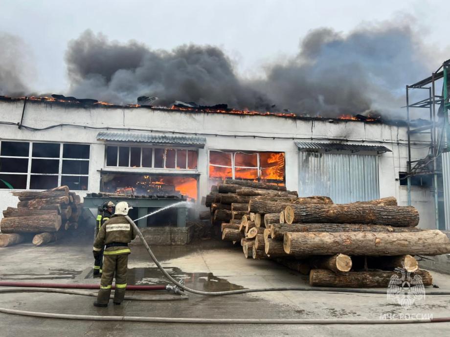 Фото: МЧС России по Приморскому краю | Крупный пожар: в Приморье полыхает деревоперерабатывающий цех