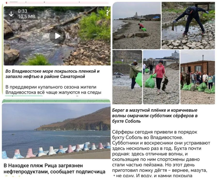 «Весь берег в мазуте»: экологическое бедствие накрыло популярные пляжи Приморья