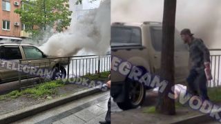Автомобиль на ходу загорелся в центре Владивостока