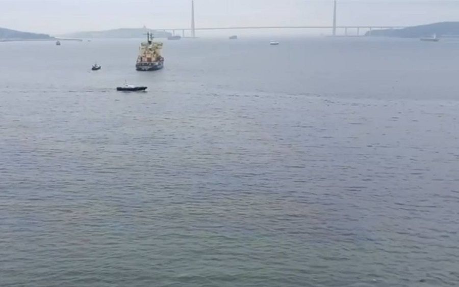 Море у Токарёвского маяка во Владивостоке очищают от радужной плёнки