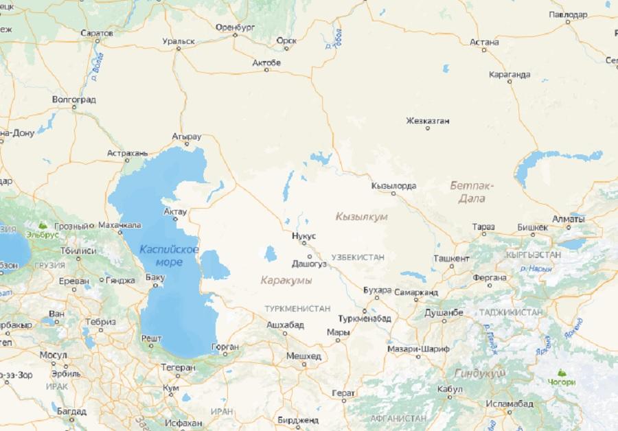 Фото: скриншот "Яндекс.Карты" | Центральная Азия становится полем геополитического противостояния России и Запада