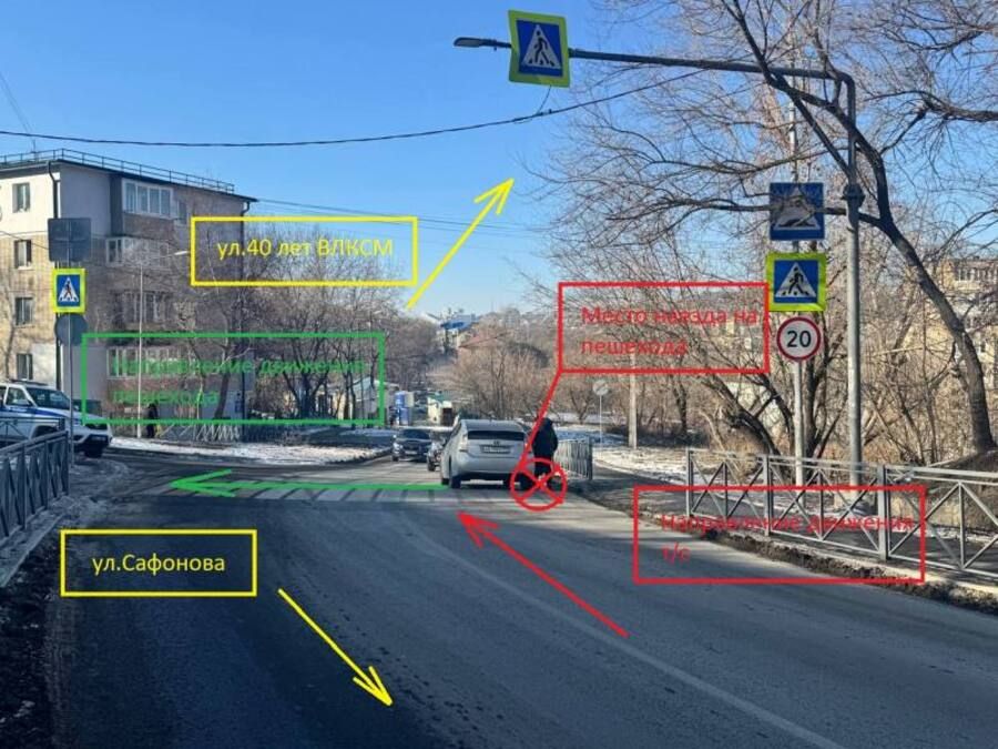 Школьница попала под колеса опытного водителя на пешеходном переходе во Владивостоке