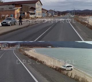 Чуть не нырнул: в Приморье автомобиль в результате ДТП оказался на пляже