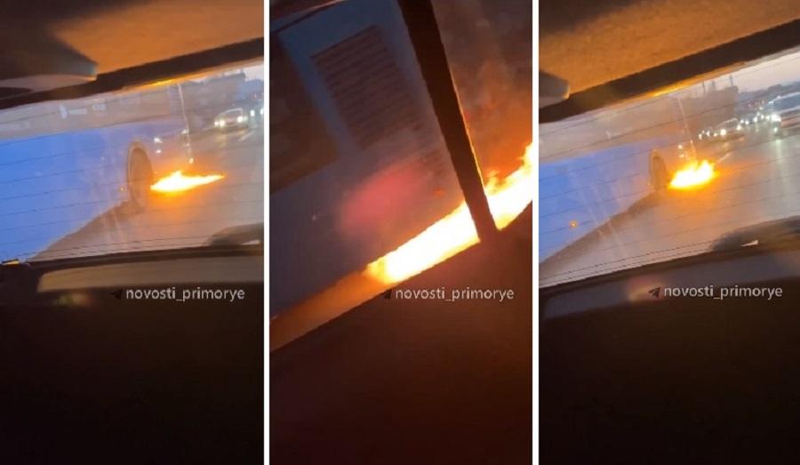 Фото: кадры видео | Инцидент с возгоранием автобуса во Владивостоке заинтересовал прокуратуру