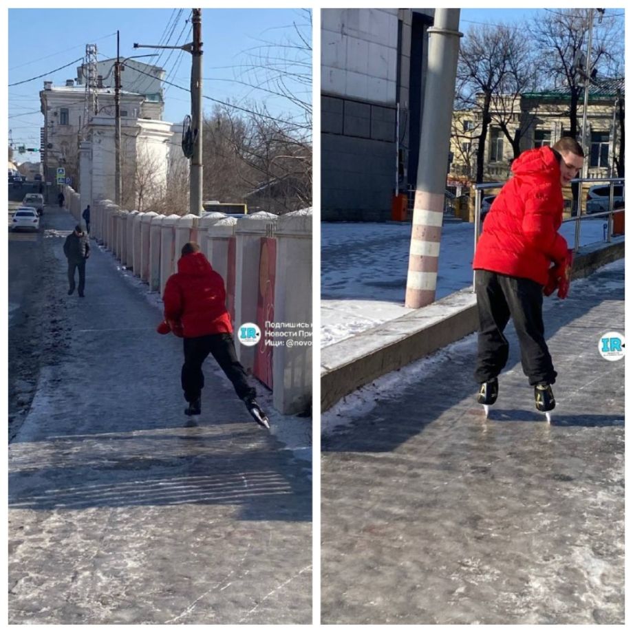 Владивосток — город на коньках: улицы покрылись ледяной коркой
