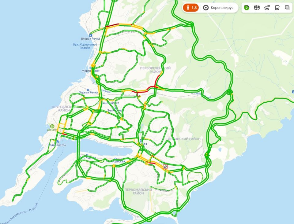 Пробки владивосток на карте