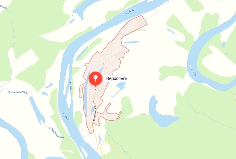 скриншот "Яндекс.Карты" | Верхоянск (Республика Якутия)